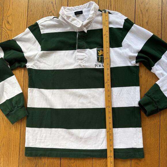 Striped Cotton Rugby Shirt Men L Prep School Green White Cotton Private School - Picture 6 of 7